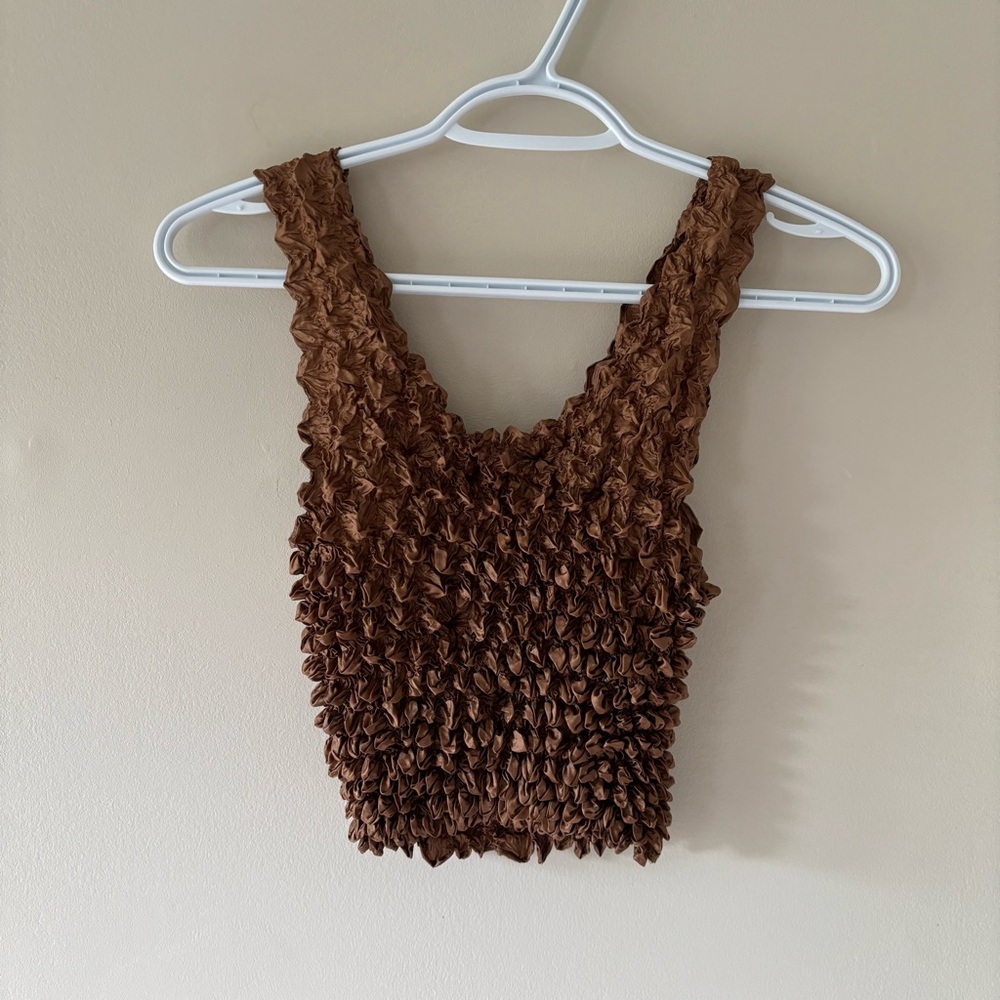 Brown Textured Women's Top
